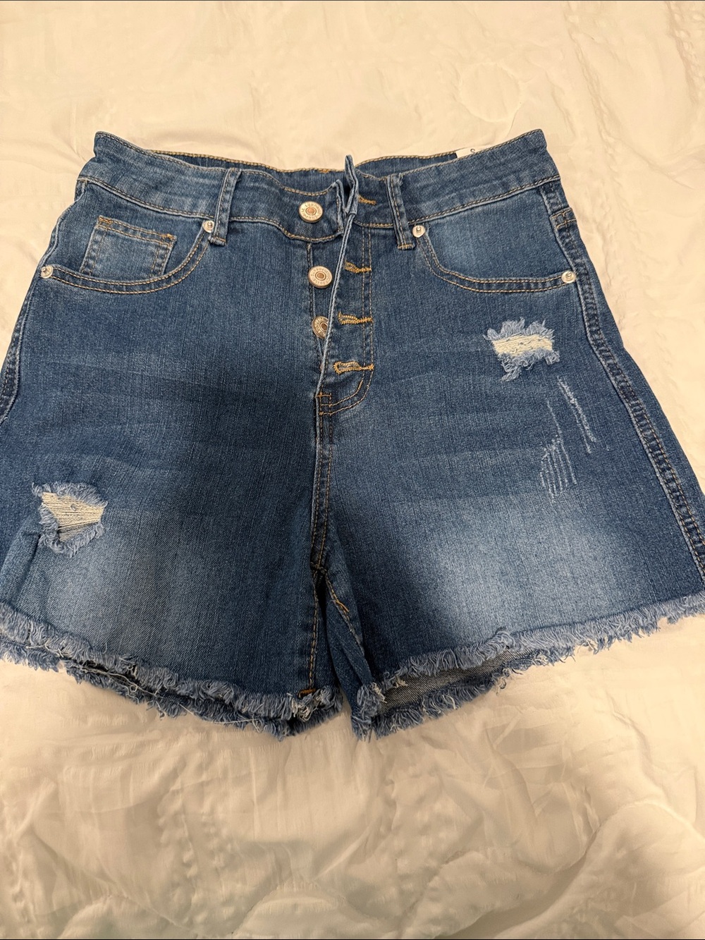 L.O.L. Surprise! High Waist Distressed Denim Shorts - Blue